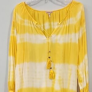 ESQUALO Yellow and White Tie-Dye Tunic